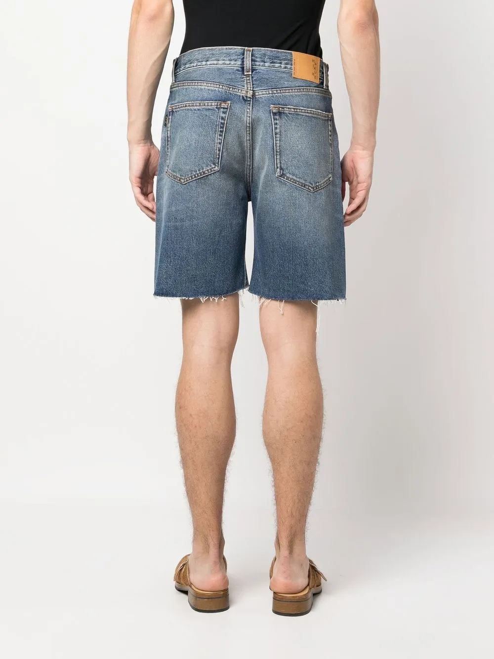 Shop Haikure Raw-cut Denim Shorts In Blue