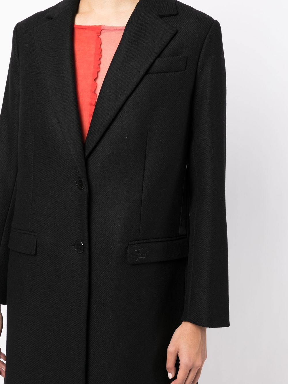 Shop Karl Lagerfeld Single-breasted Tailored Coat In Black