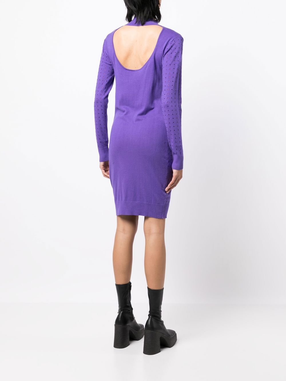 Shop Karl Lagerfeld Rhinestone-embellished Open Back Dress In Purple