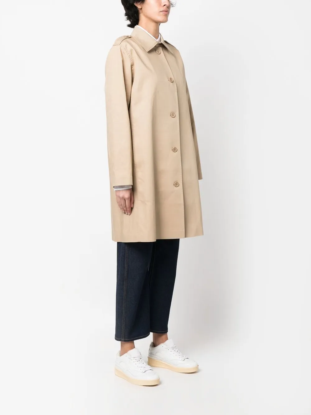  A.p.c. Single-breasted Midi Coat - Neutrals 