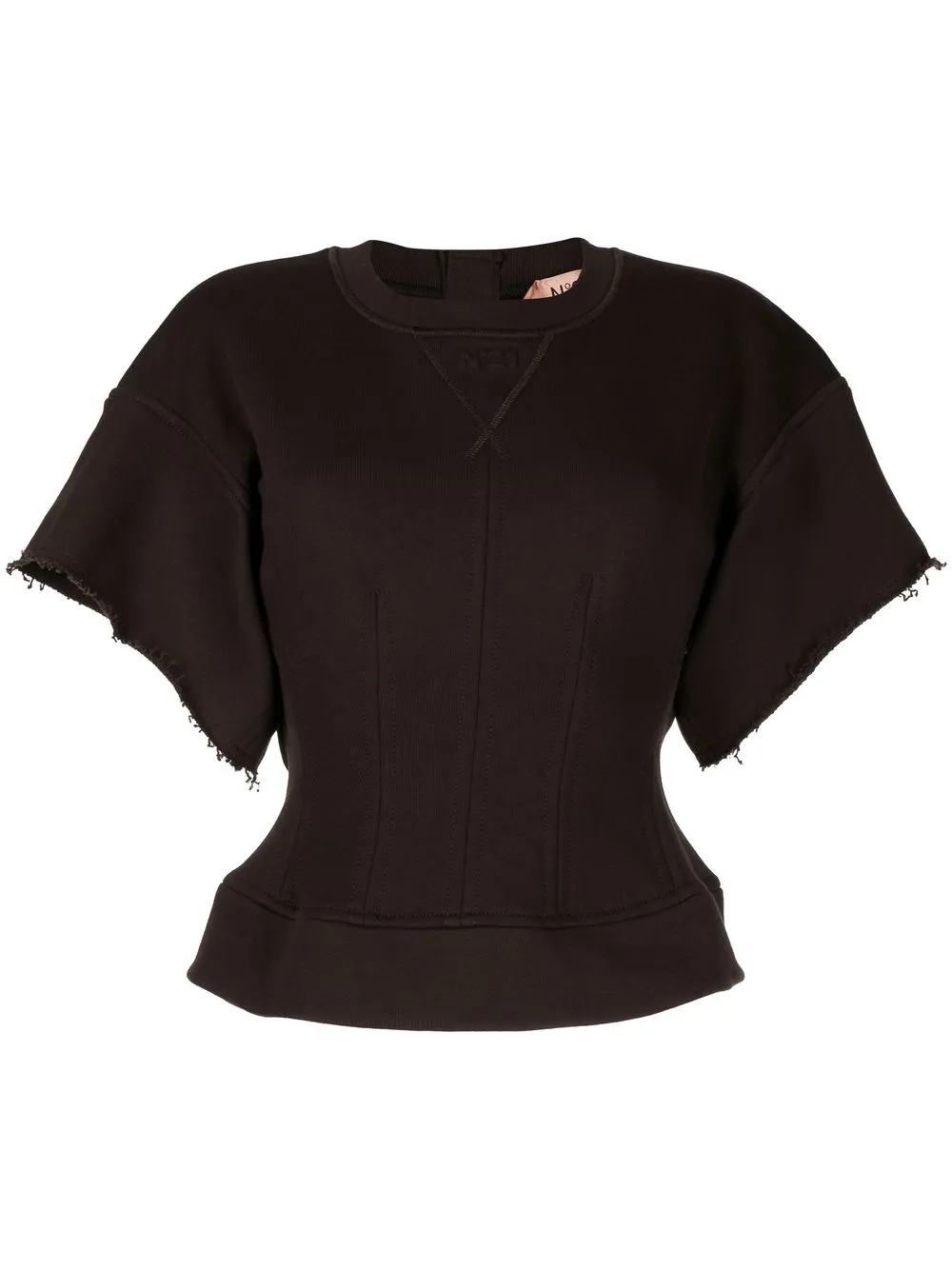 

Nº21 frayed-detail corset-style sweatshirt - Brown