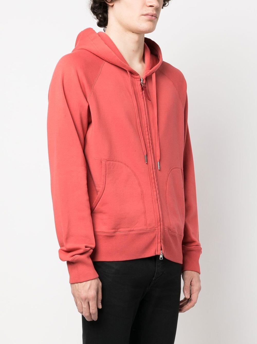 Shop Tom Ford Zipped Drawstring Hoodie In Pink