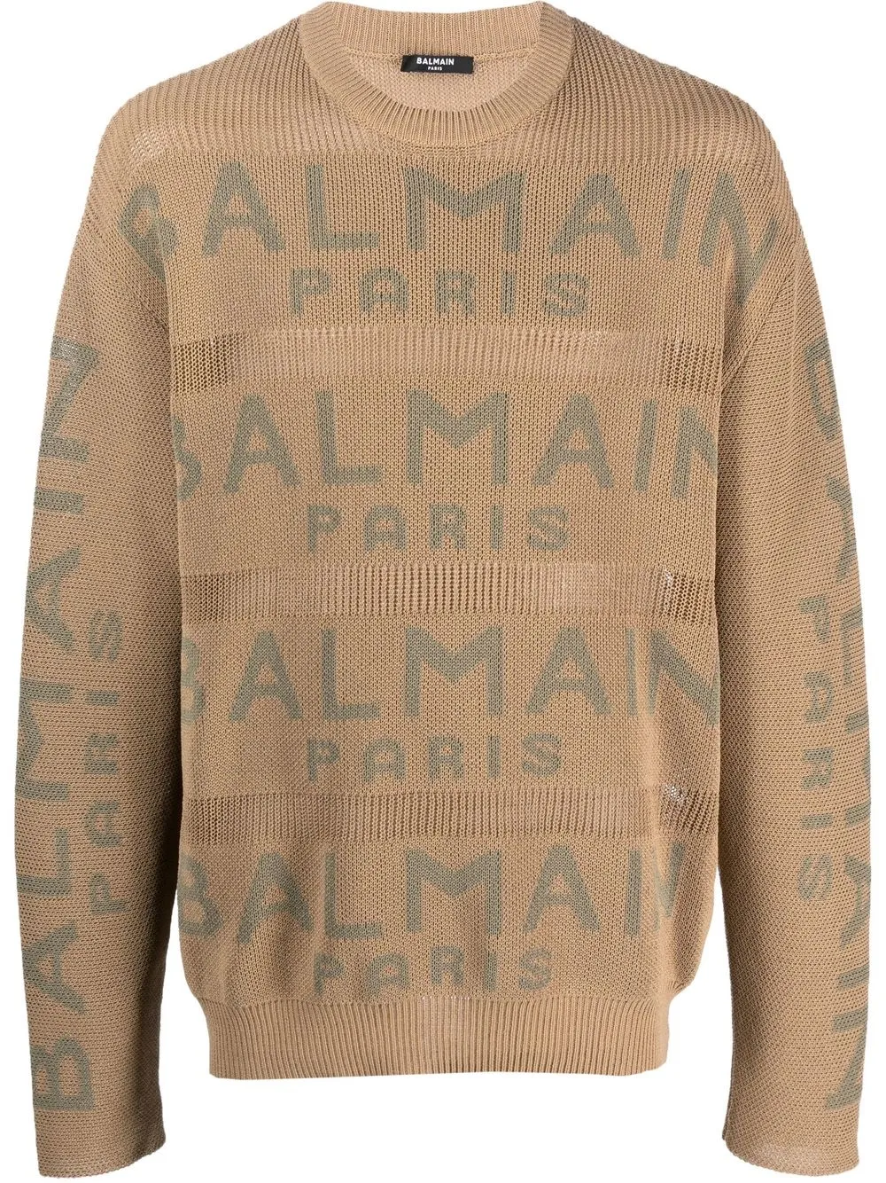 

Balmain all-over logo-print jumper - Neutrals