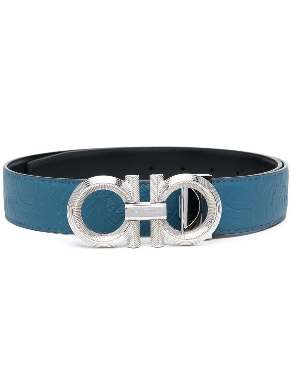 

Ferragamo leather logo-engraved belt - Blue