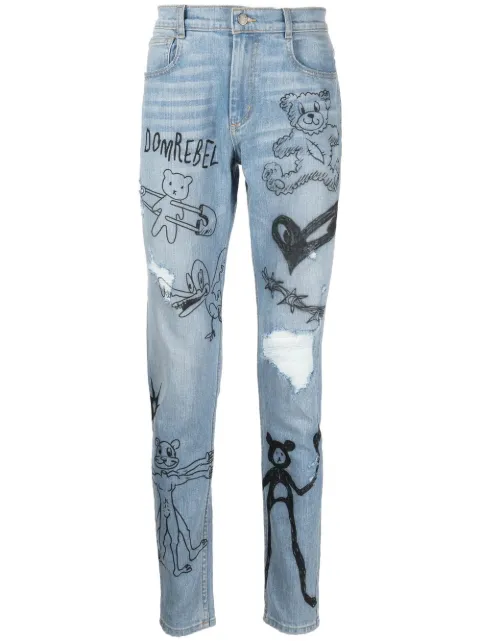 DOMREBEL Scribble printed skinny jeans