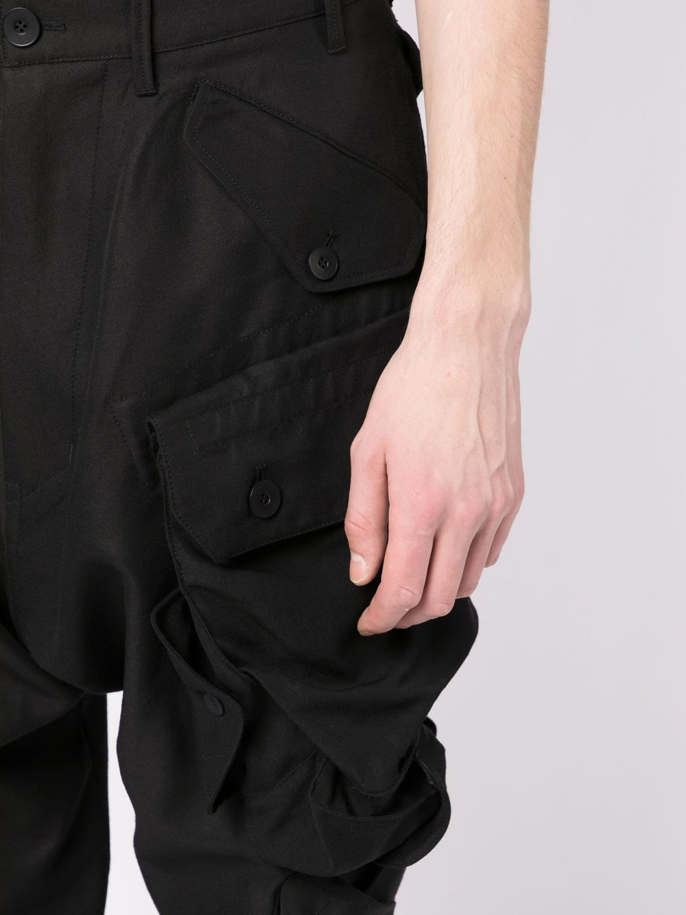 Shop Julius Drop-crotch Cargo Trousers In Schwarz