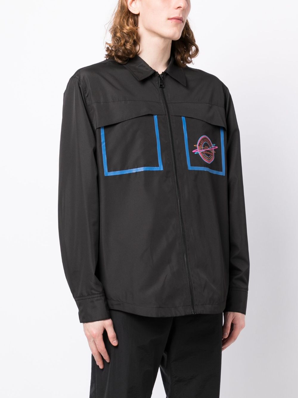 Shop Karl Lagerfeld Athleisure Shirt Jacket In Black