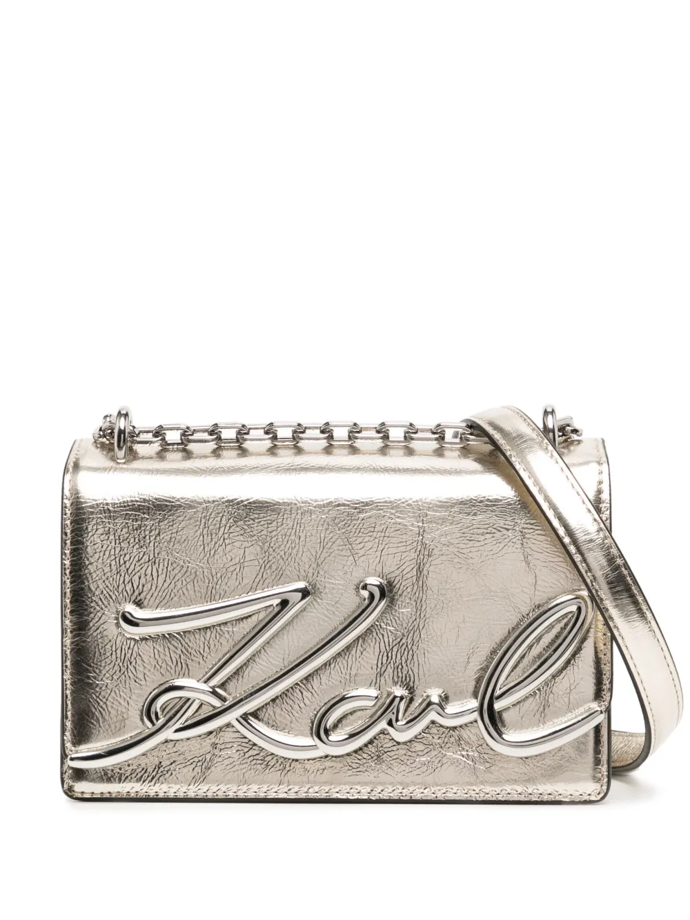 Karl Lagerfeld K/signature Shoulder Bag In Gold