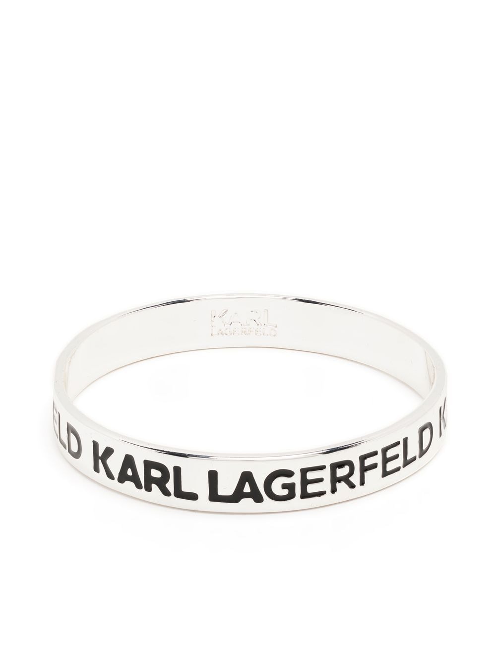 Karl Lagerfeld Logo-print Bangle Bracelet In Silver
