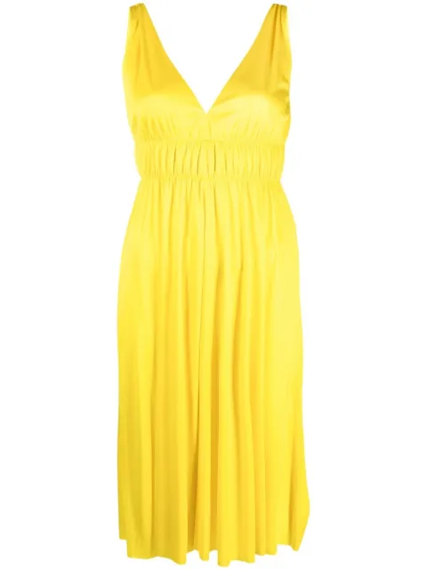 P.A.R.O.S.H. smocked-detail V-neck dress