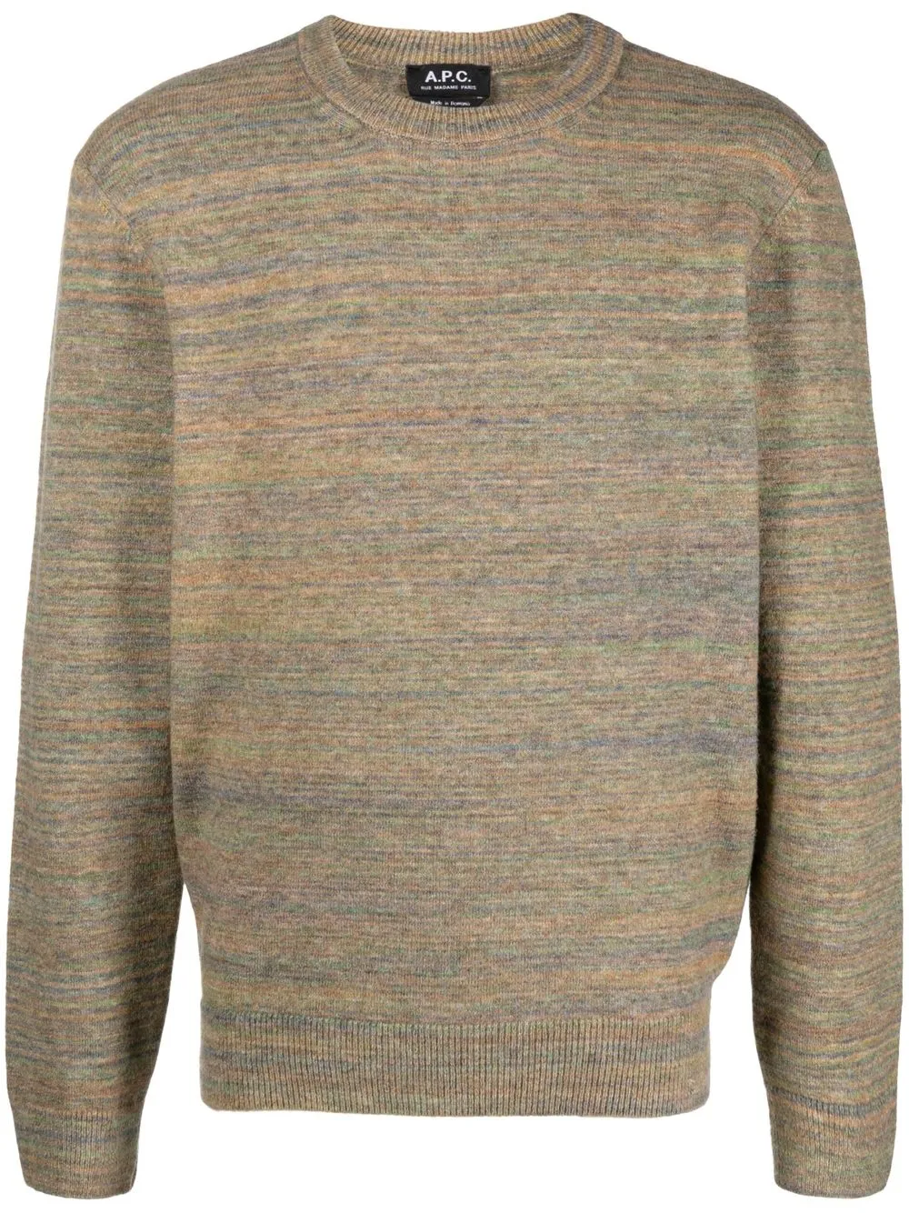 Apc Pull Andrew Space Dye Crewneck Sweater In Green