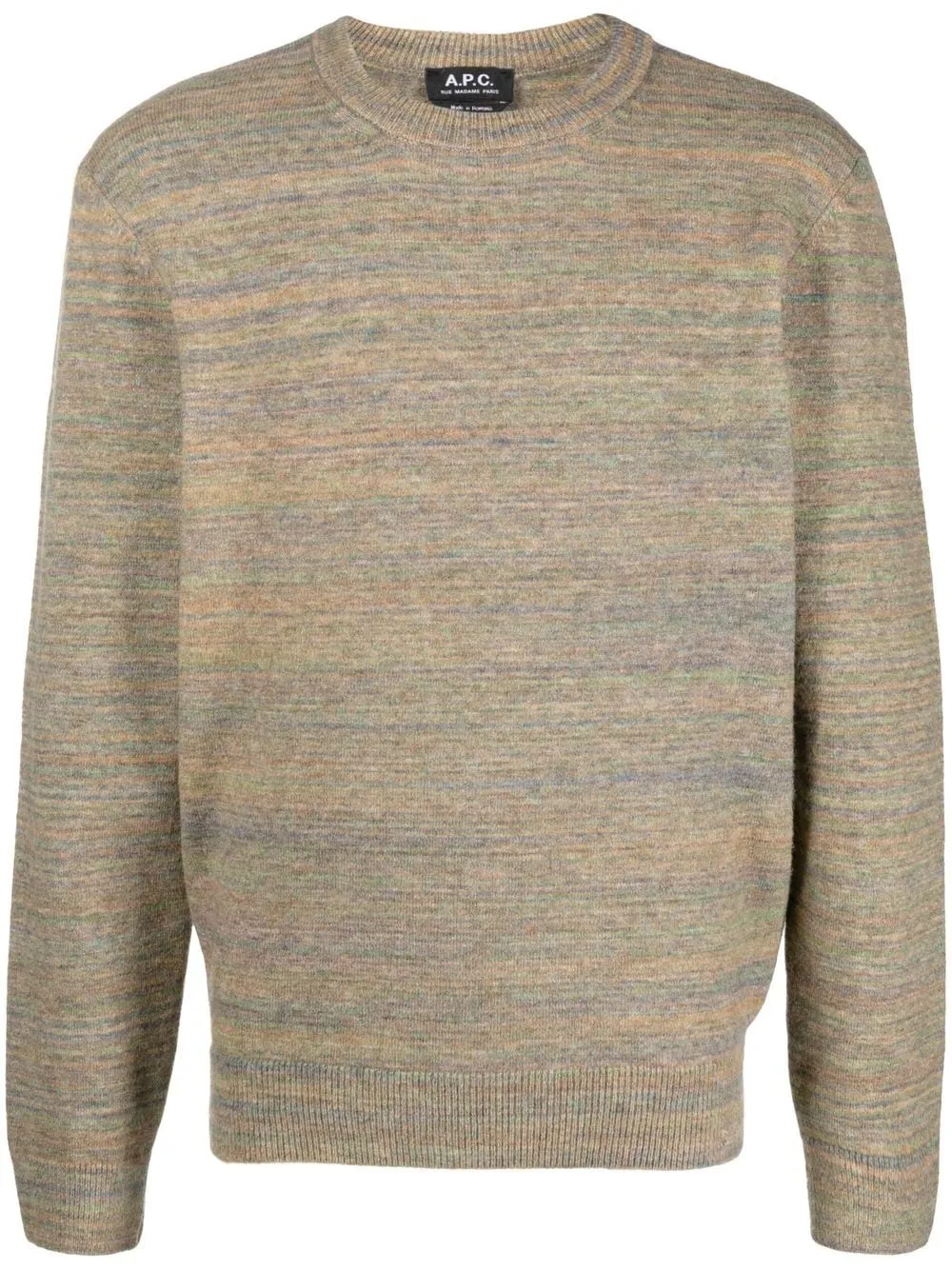Apc Pull Andrew Space Dye Crewneck Sweater In Green