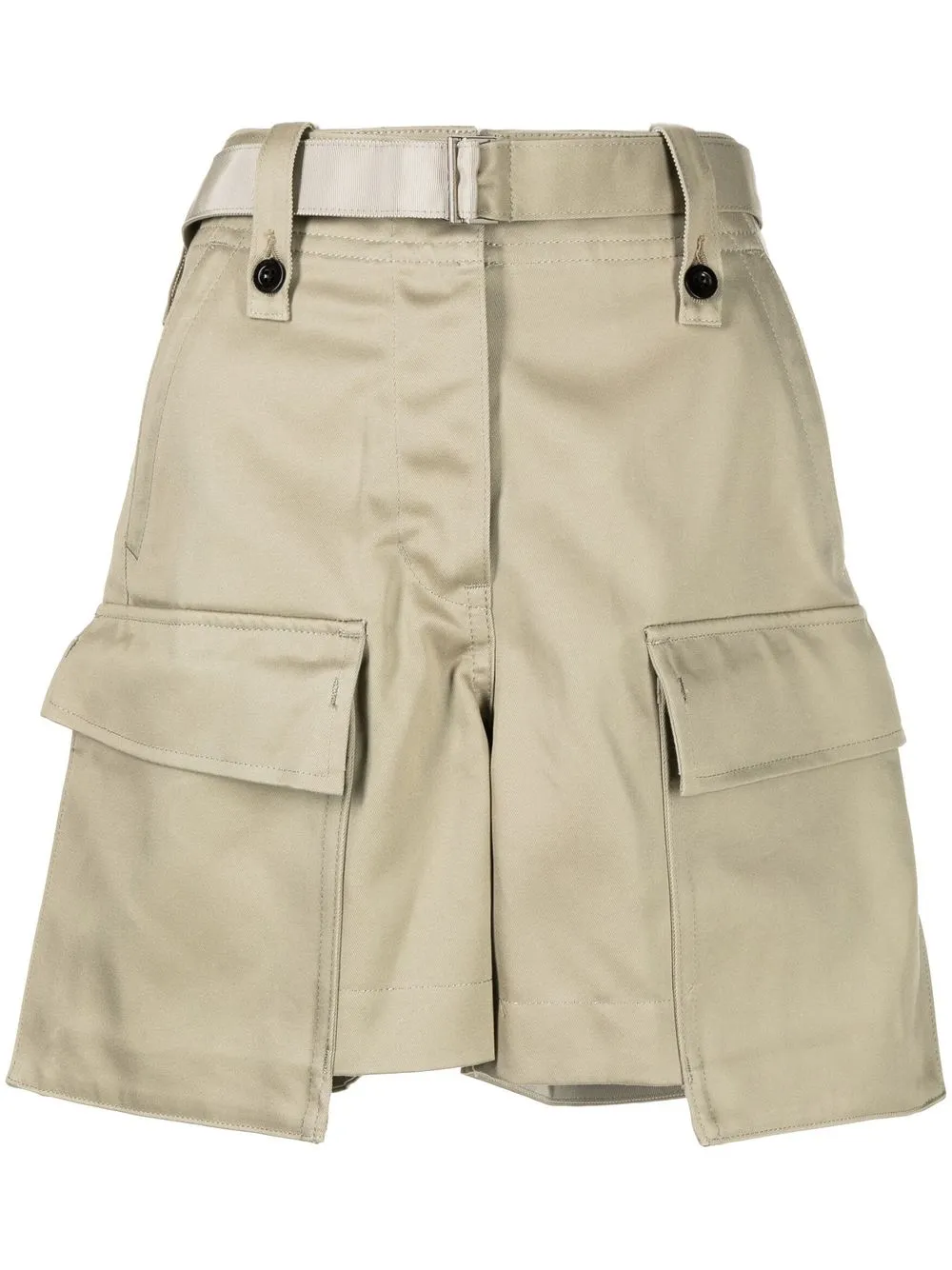 

sacai belted-waist cargo shorts - Brown