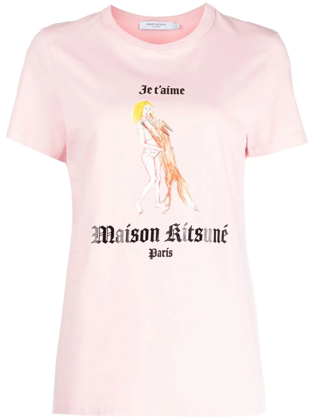 

Maison Kitsuné logo-print detail T-shirt - Pink