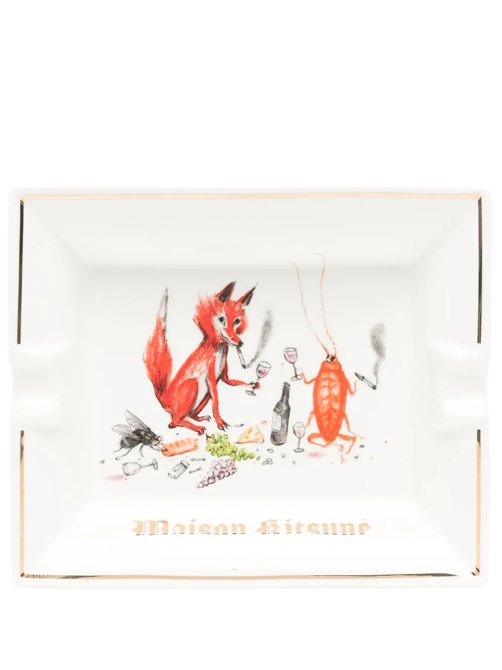 

Maison Kitsuné logo-print ceramic ashtray - White