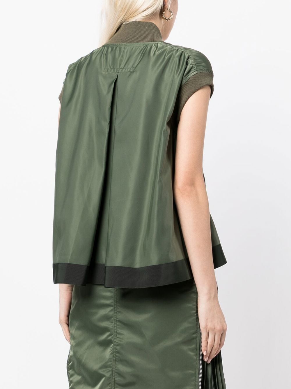 Shop Sacai Sleeveless Bomber Jacket In Green