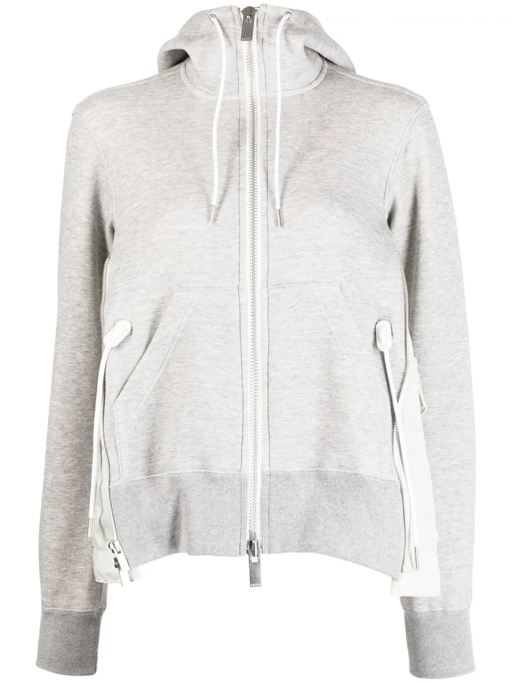 

sacai mélange elasticated-toggle hooded jacket - Gris