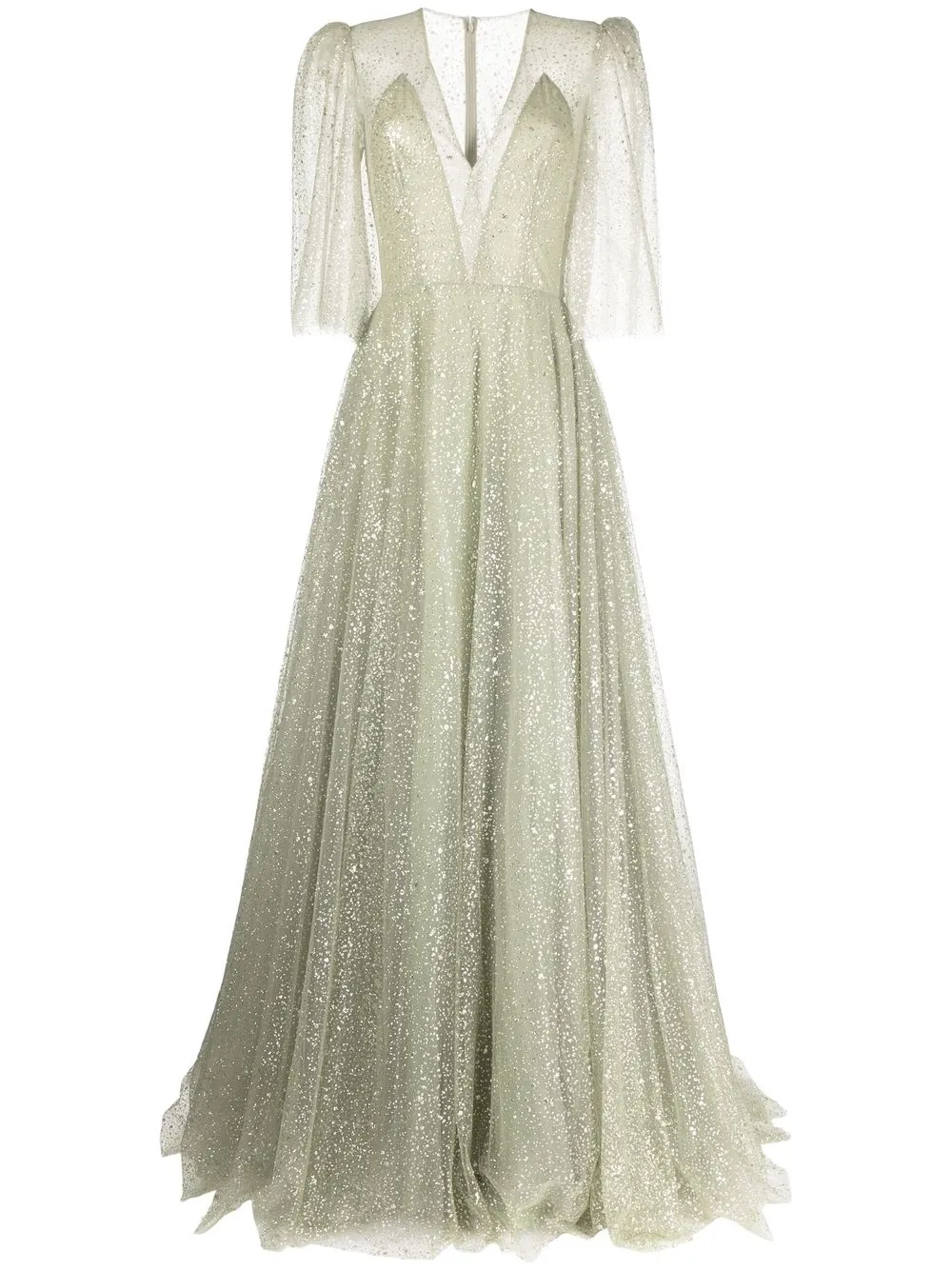 

Costarellos glittered V-neck gown - Green