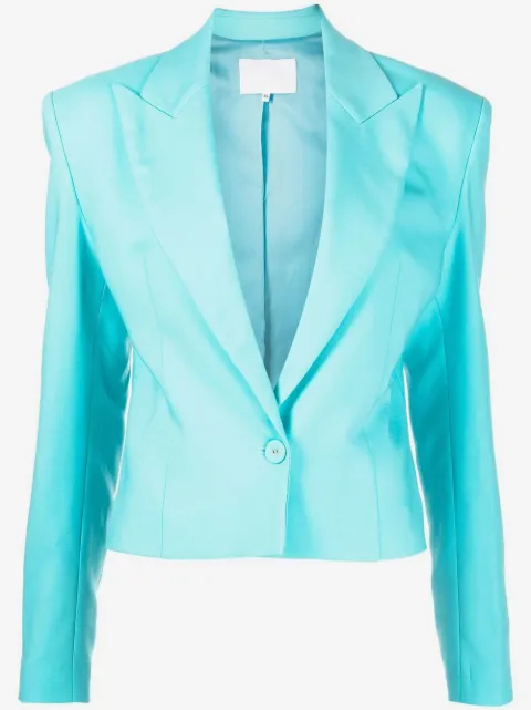Costarellos cropped padded-shoulder blouse