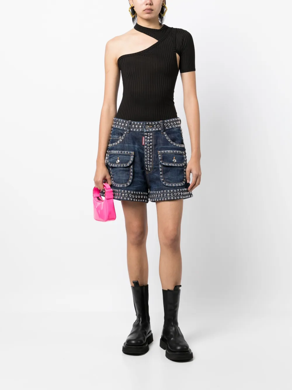 Dsquared2 Short verfraaid met studs - Blauw