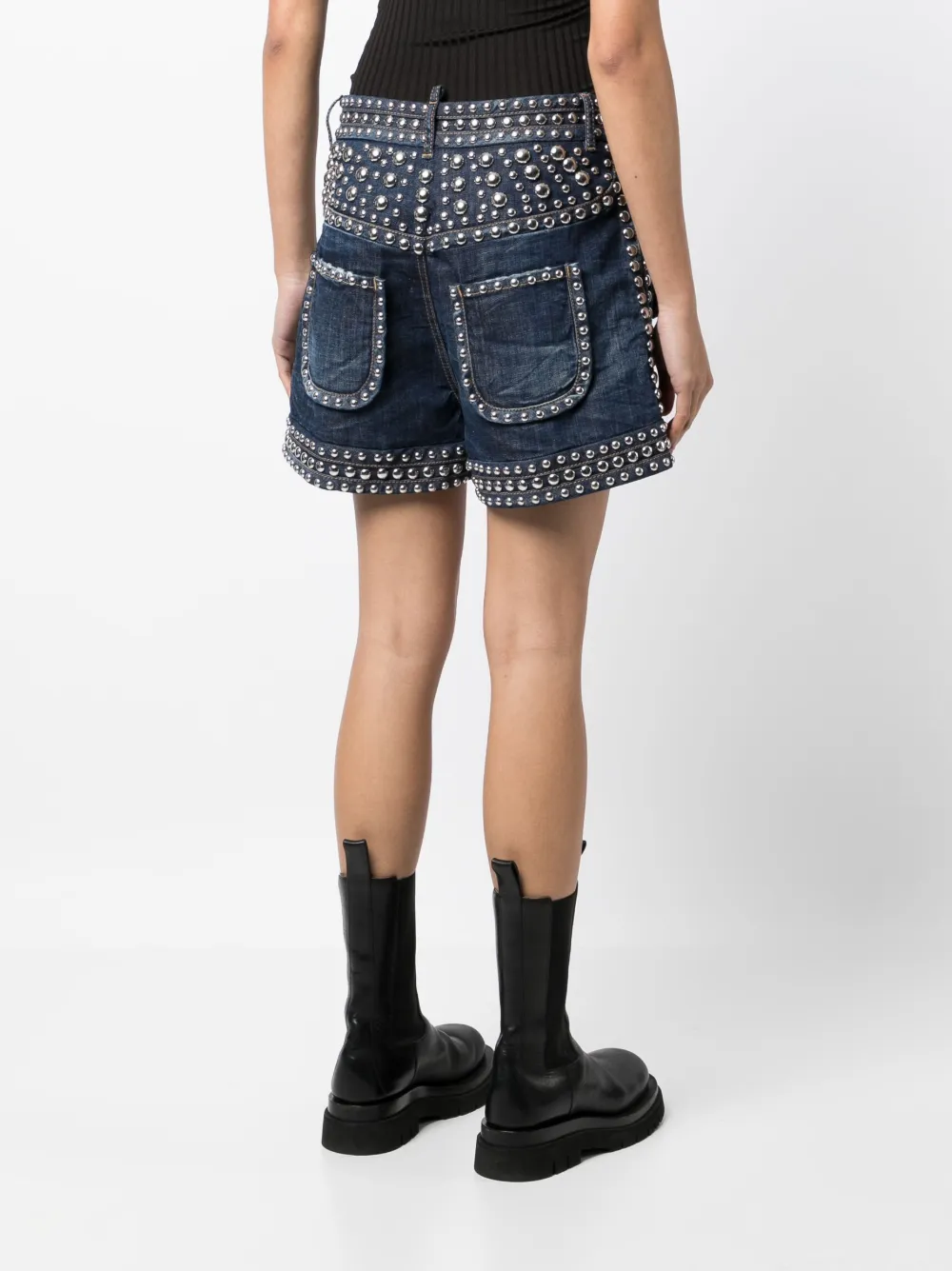 Dsquared2 Stud-embellished Denim Shorts In Blau