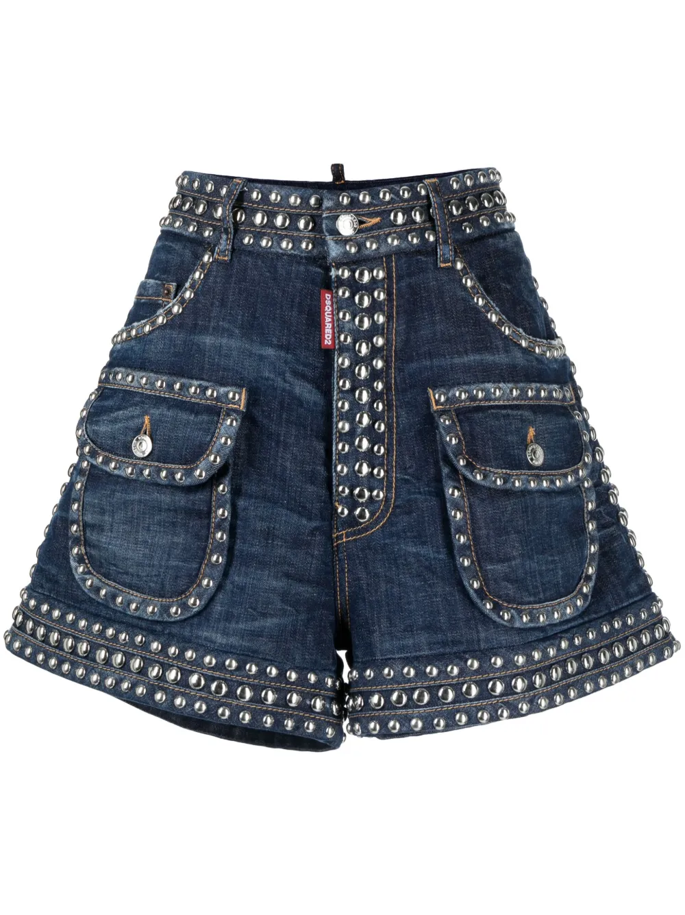 Dsquared2 Stud-embellished Denim Shorts In Blau
