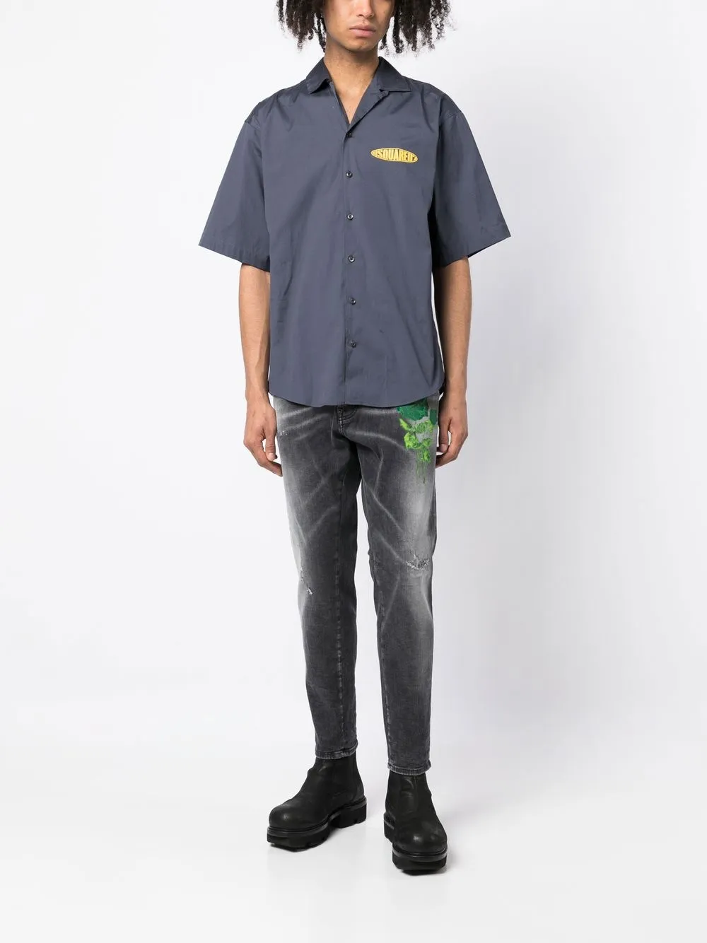 Dsquared2 Overhemd met logoprint - Blauw