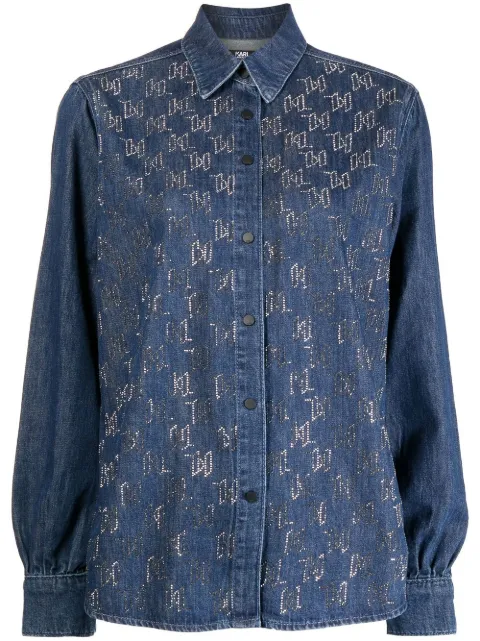 Karl Lagerfeld monogram-embellished denim shirt