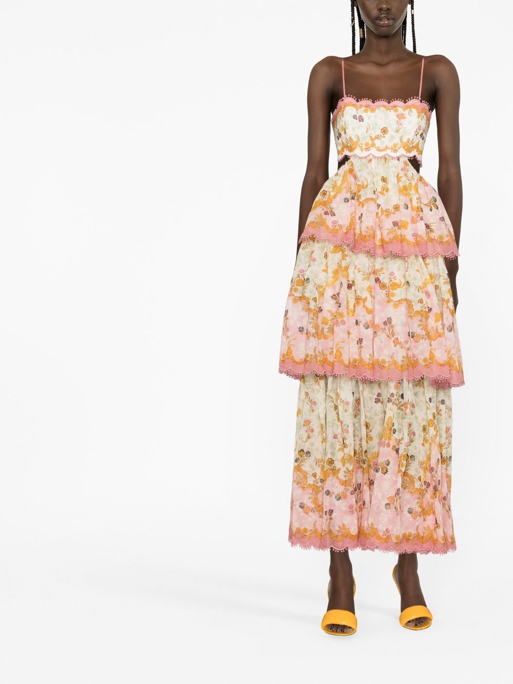ZIMMERMANN Midi-jurk met bloemenprint - Beige