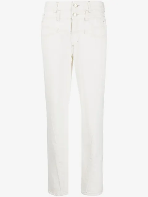 Closed high-waisted straight-leg jeans