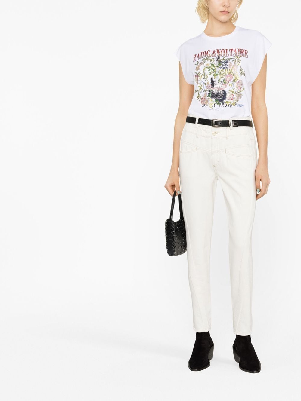 Shop Closed High-waisted Straight-leg Jeans In White