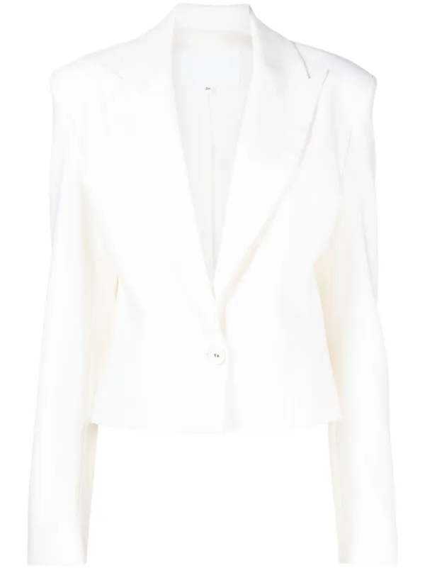 Costarellos Single-breasted Cropped Blazer in White