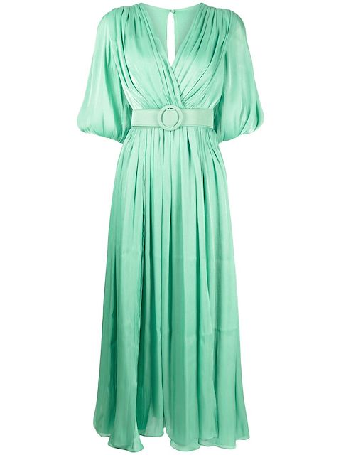 Costarellos draped belted-waist dress