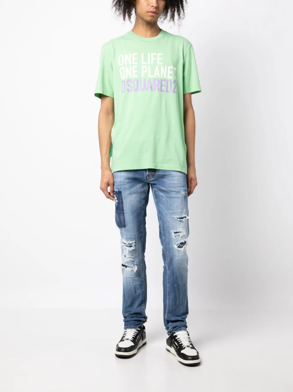 Dsquared2 T-shirt met logoprint - Groen