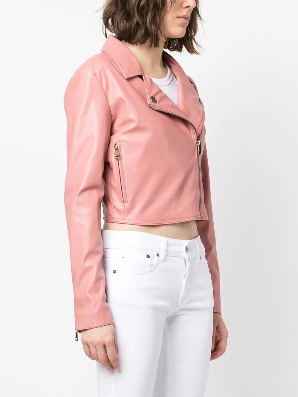 Twinset Biker Crop Jacket In Pink