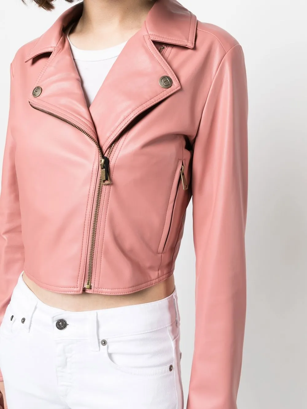 Twinset Biker Crop Jacket In Pink