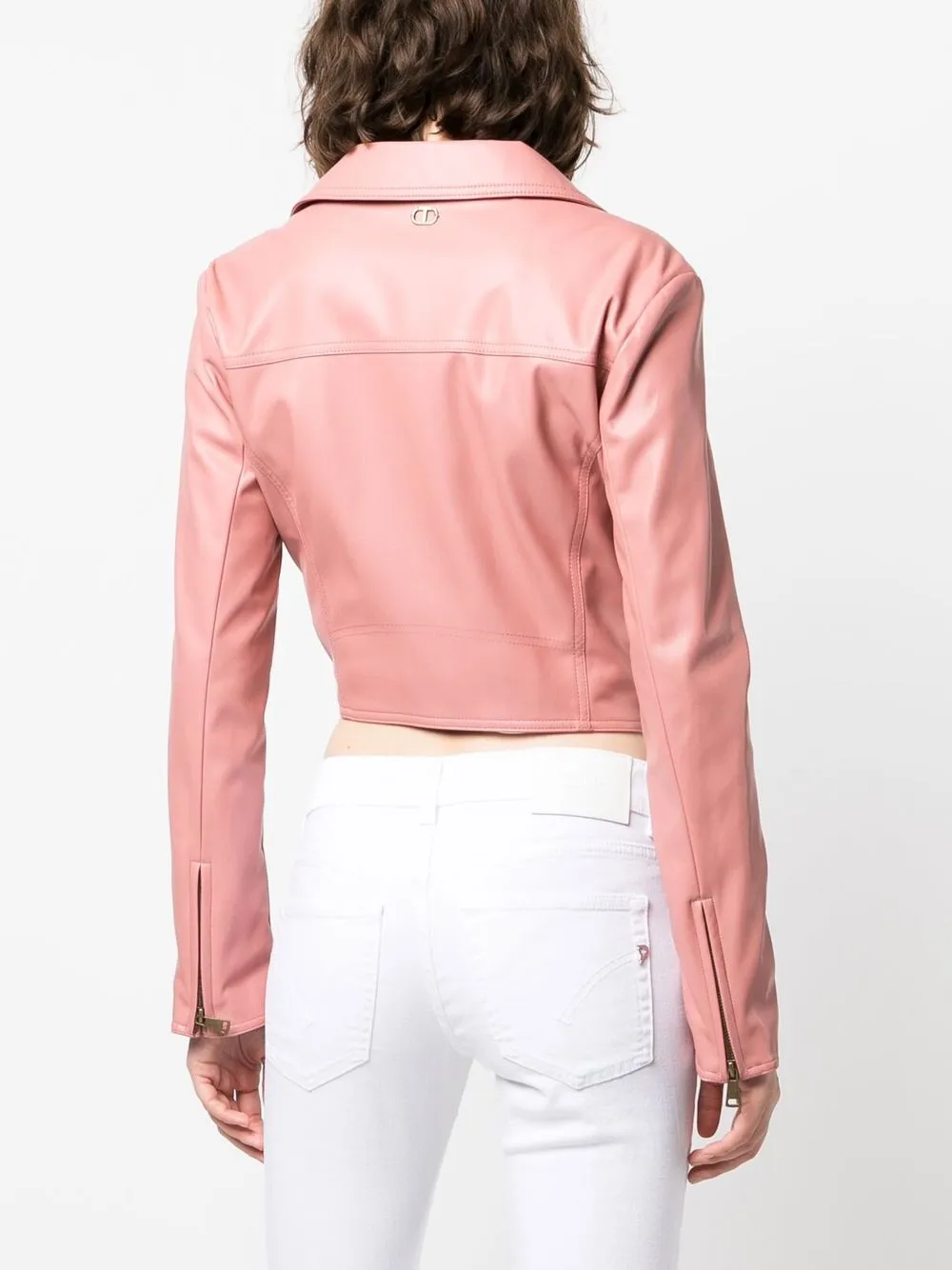 Twinset Biker Crop Jacket In Pink