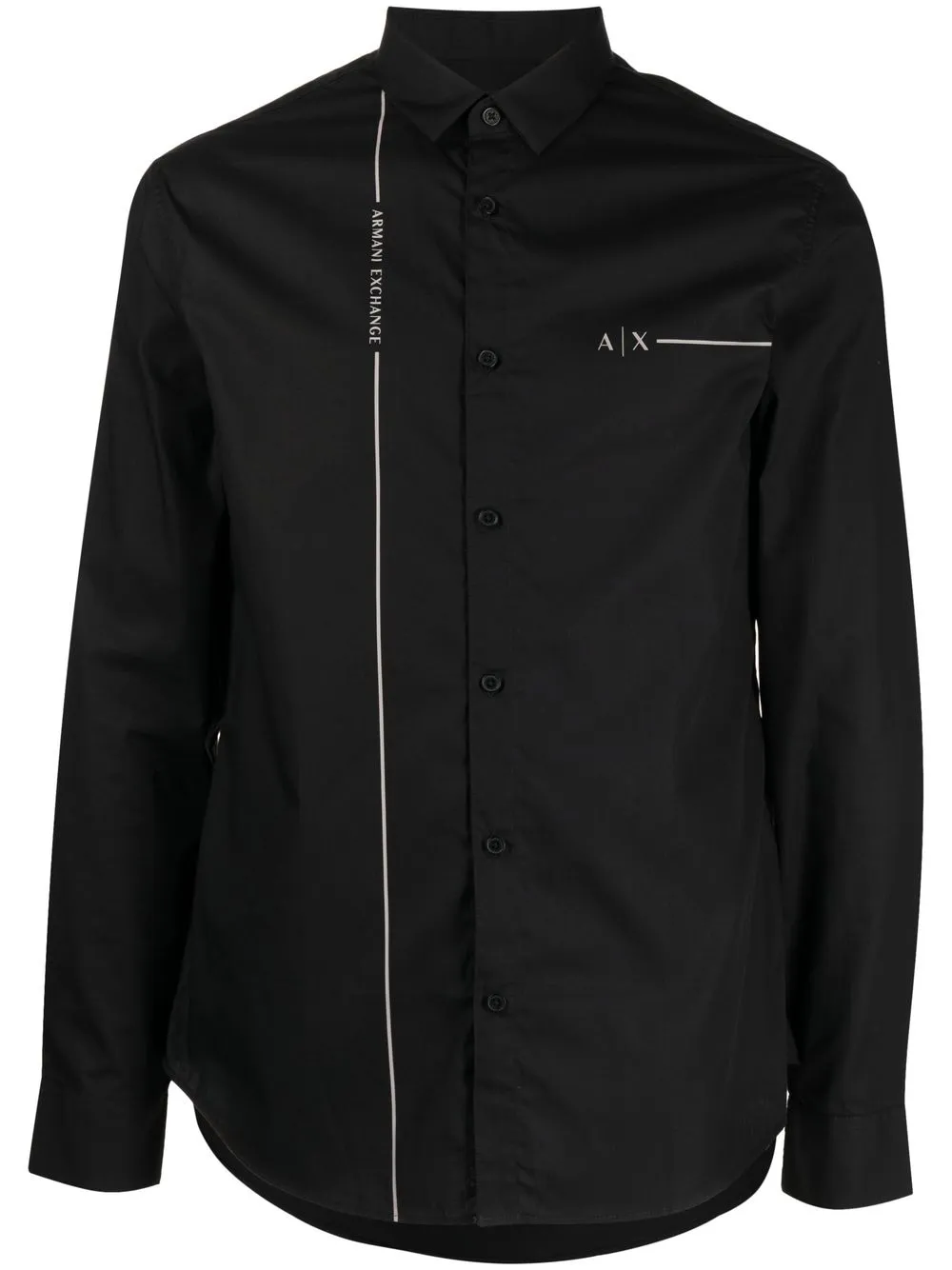 

Armani Exchange camisa con detalle de rayas y logo estampado - Negro