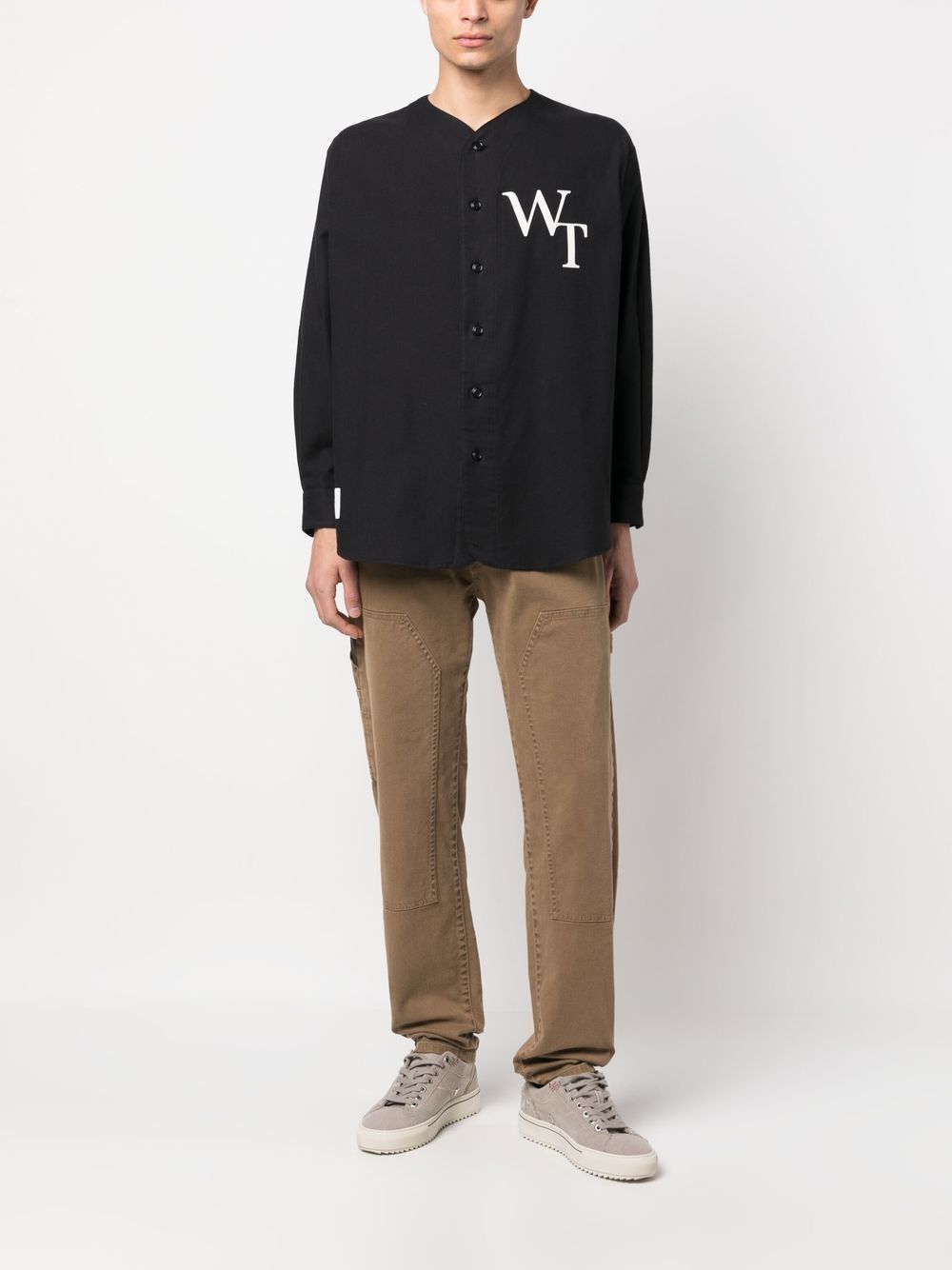 Shop Wtaps League 02 Cotton Shirt In Black