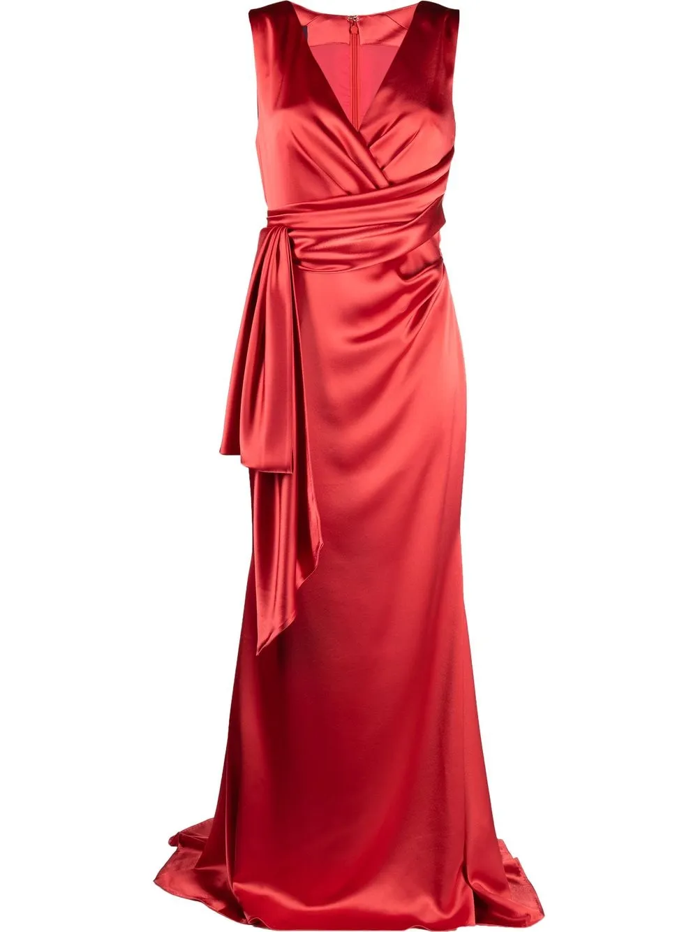 

Talbot Runhof wrap-detail sleeveless gown - Red