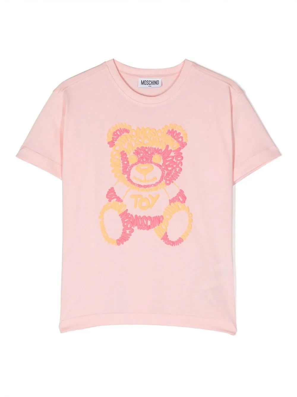 

Moschino Kids playera manga corta con logo estampado - Rosado