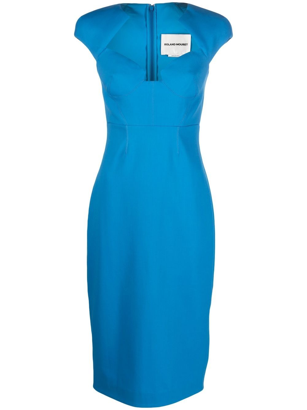 Roland Mouret Fitted Bodice Dress In Blue