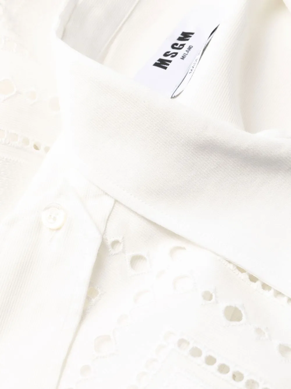 【送料&関税込】MSGM Broderie Mini Shirt Dress With Cut-out MSGM broderie-anglaise Cutout shirt-dress | White | FARFETCH CA