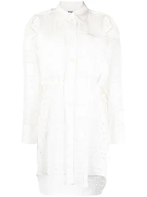 MSGM Ruffle Detail Shirt Dress | White | FARFETCH