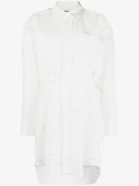 MSGM broderie-anglaise cutout shirt-dress