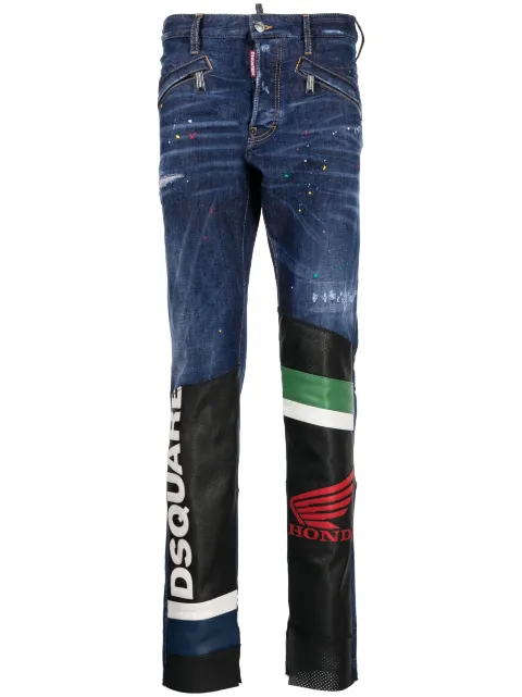 mid-rise slim-cut jeans