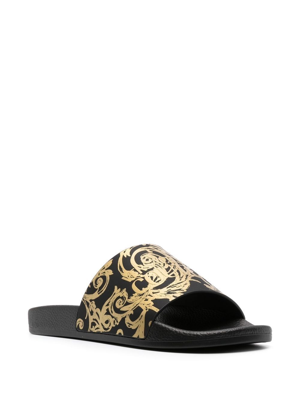 Shop Versace Jeans Couture Baroccoflage Printed 20mm Slides In Black