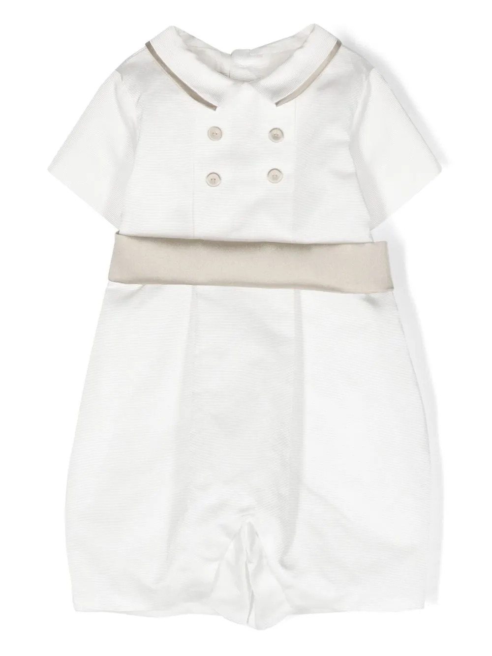 La Stupenderia button-placket pleated romper - White