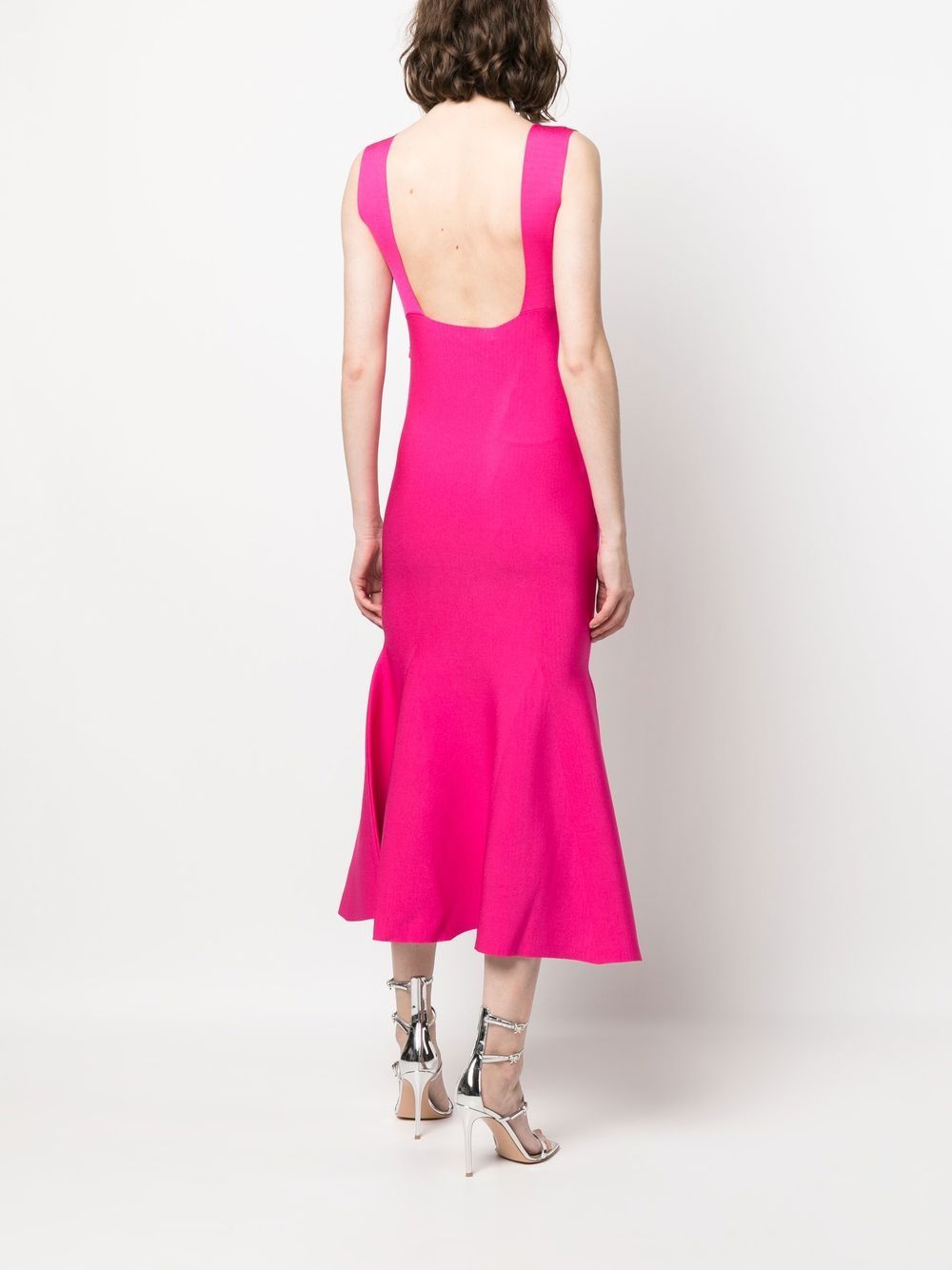 Shop Roland Mouret Fit-and-flare Midi Dress In Pink