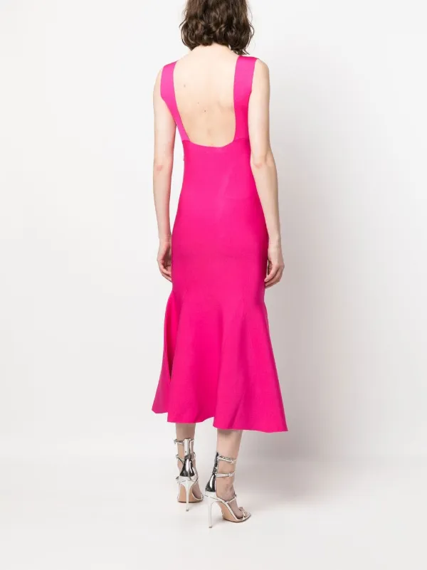 Neon pink midi clearance dress